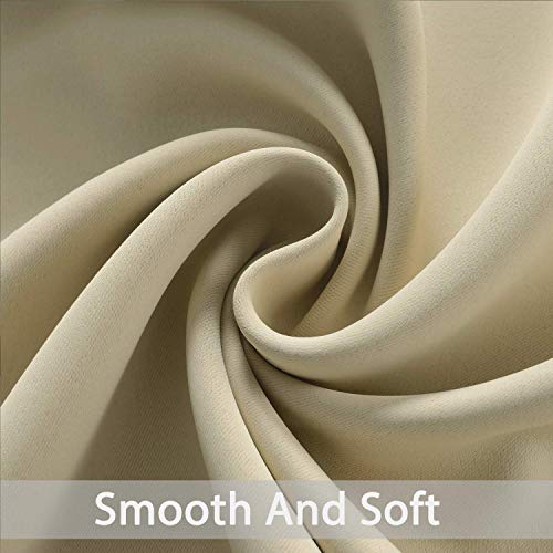 image for Yakamok Beige Room Darkening Soild Grommet Blackout Curtains for Bedro