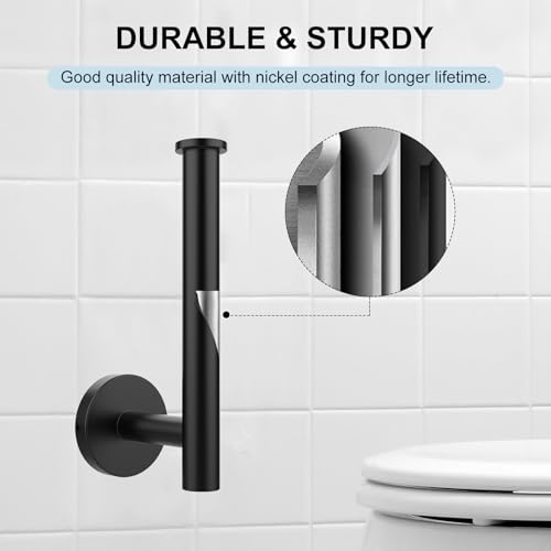 Image of SetSail Towel Holder for Bathroom Wall Matte Black Stainless Steel Bathroom Accessories Set Includes Towel Ring and Toilet Paper Holder, Drill Hole