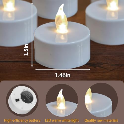 Anziner 12 led teelichter mit Timer, 6 Stunden an und 18 Stunden aus, 3.6 x 3.4 cm elektrische flackernde batteriebetriebene Kerzen… – Ansicht 6