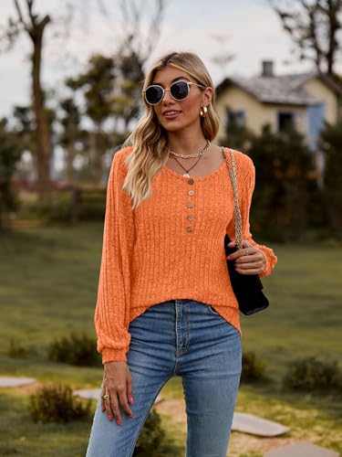 Image of DB MOON Womens Lightweight Sweaters 2026 Long Sleeve Henley Shirt Fall Casual Crewneck Tunic Tops
