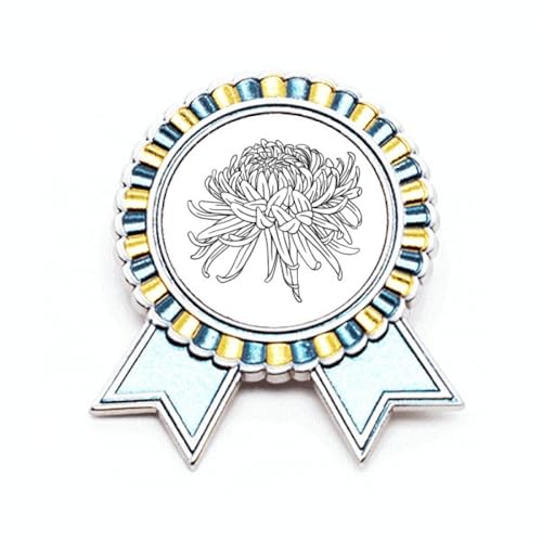 Broche fleur chrysanthème métal taille M bijou veste motif végétal