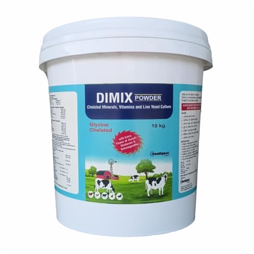 Image of Dimix Mineral Mixture Powder Bucket Pack | Essential Minerals for Cattle, Buffalo, Goat & Poultry | Boosts Milk Yield, Fertility & Immunity (10kg)