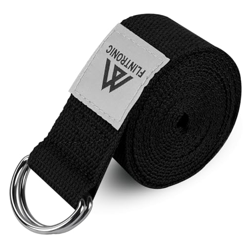 Flintronic 1 st yogabälte pilates, 2,5 m D-ringspänne yogarem, extra långt justerbart yogaremsbälte, sport och fitness stretchrem för yoga,...