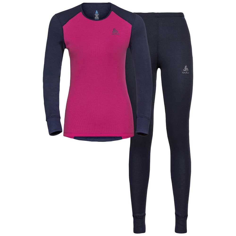 Odlo Damen Funktionsunterwäsche Set Active WARM ECO, Dark Sapphire - Beetroot Purple, XS