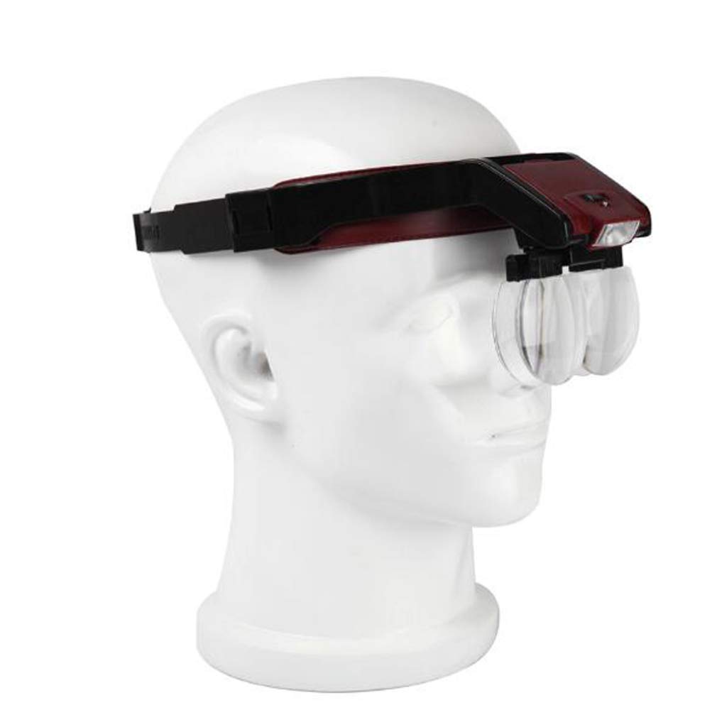 Lupa na głowę z 2 diodami LED, regulowany obwód głowy, montowane na głowie okulary powiększające do czytania bez użycia rąk, biżuteria, zegarek Loupe Vision