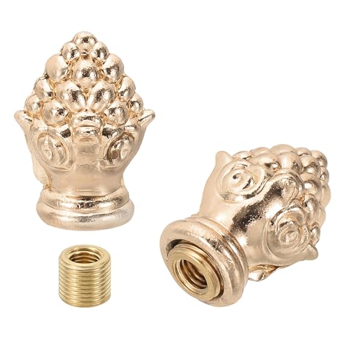Image of PATIKIL 30 x 20mm Lamp Finials Caps Knob, 2 Set Solid Lamp Shade Top Decoration Screw Cap Nuts with Brass Reducing Adapter for Table Lamps Floor Lamps, Rose Gold Tone