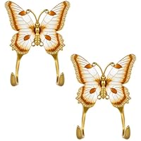 Weysat 2 Pcs Decorative Wall Hook Butterfly Shaped Metal Wall Hooks Vintage Cute Key Holder Cute Holder for Coats Clothes Hats Towels Bathroom House Garden Office