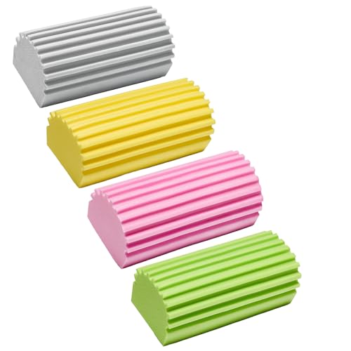 Damp Clean Duster Sponge 4 Pack Household Cleaning Sponges Reusable Dusting Sponge for Brushing Blind Glass Vents Window Mirrors Baseboards
