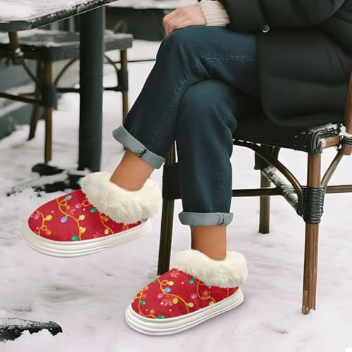 Christmas Theme Warm Comfy Memory Foam Slippers for Women Flannel Platform Slippers for Indoor Outdoor4