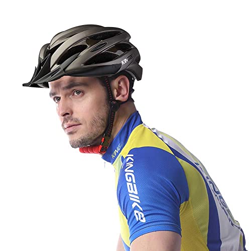KINGBIKE Bike Helmet Men Women Bicycle Adult Cycling Specialized Road Mountain MTB Helmets for Mens Womens Adults Casco para Bicicleta with Safety Light Portable Bag Accessories(Titanium)