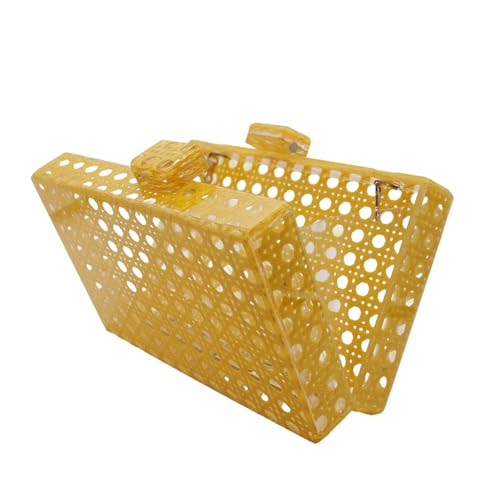 Image of RomanticDesign Women Acrylic Handbag Rattan Woven Pattern Square Box Crossbody Handbag Shoulder Bag Chain Purse