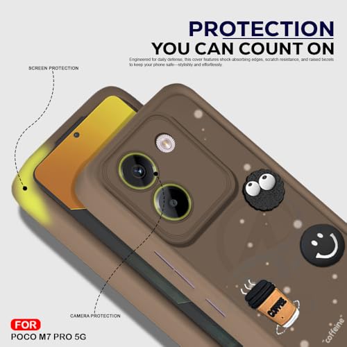Image of AESTMO Back Case Cover for Poco M7 Pro 5G | Cute Fun Cartoon 3D Ball | Coffee Silicone Case | Full Body Protection | Camera Protection Back Cover for Poco M7 Pro 5G (Brown)