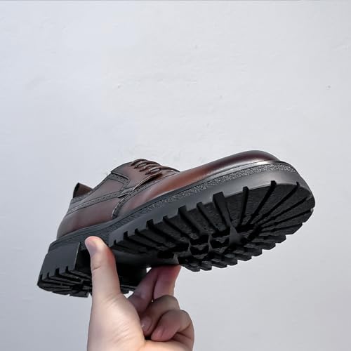 Men's Wingtip Chunky Heel Dress Oxford Shoes Vintage Comfor Platform Lace-Up Casual Brogue Loafers Formal Anti-Slip Derby Shoes3