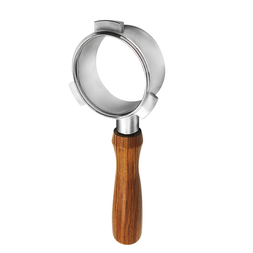 Newaey 54mm Stainless Steel Coffee Machine Bottomless Filter Holder Portafilter Branch Wooden Handle Professional Coffee Accessory Compatible with Breville 8 Series Coffee Machines