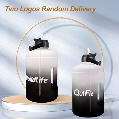Image of QuiFit 1 Gallon Water Bottle - with Straw & Motivational Time Marker Leak-Proof BPA Free Reusable Gym Sports Outdoor Large(128OZ /73OZ) Capacity Water Jug