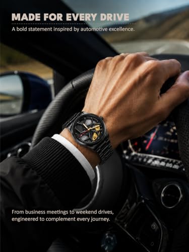 Image of V2A Men's Analog Automotive Inspired Wheel Rim Design Wrist Watch