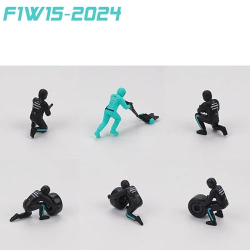 Modelo de coche de aleación 1:43 con figuras de equipo pit miniatura 6