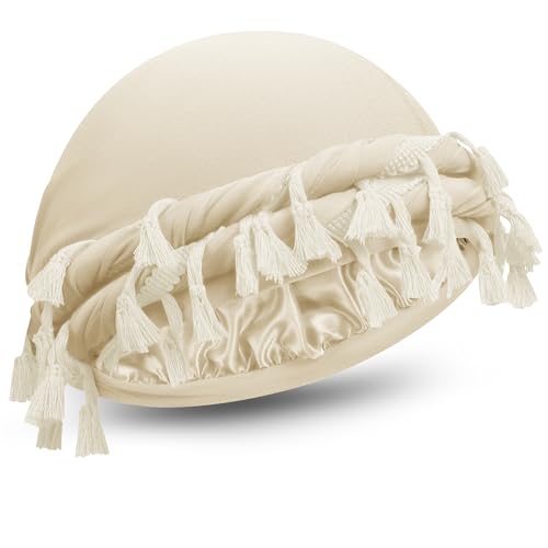 Image of Turban for Men Adjustable Halo Silk Satin Lined Cap for Women Durag Twist Head Wraps Hat Elastic Pre Tie Beniee