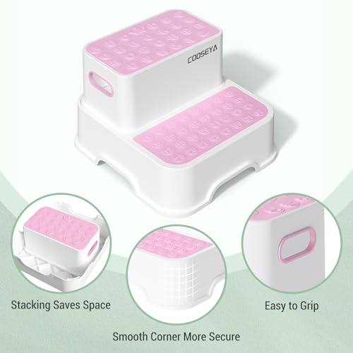 image for COOSEYA 2 Step Stools for Kids,Toddler Step Stool for Bathroom Sink,No