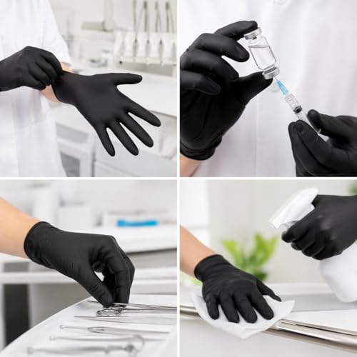 Miniatura 5 de Guantes Nitrilo Negro 100 Uds Dispositivo Médico Clase I Epi Cat. Iii Sin Polvo Sin Látex En455 En374 Astm F1671 Multiuso Sanitario Laboratorio Talla M L Negro, L