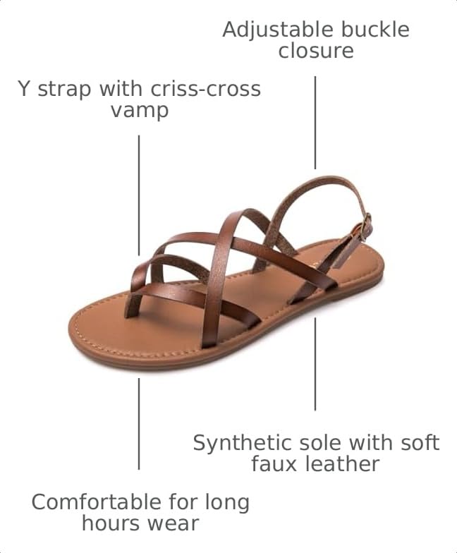 Image of Colgo Women's Summer Strappy Flat Sandals, Adjustable Casual Fisherman Sandal with Open Toe Slingback Gladiator Sandals
