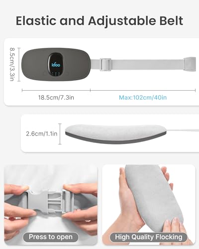 Image of iDOO Period Heating Pad for Cramps, FSA Eligible Item, Menstrual Travel Heated Pad with 3 Heat Levels and 3 Massage Modes, Portable Cordless Heating Pad, Gifts for Girlfriend Mom Wife Women,(Black)