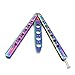 HTOMT Butterfly Stainless Steel Training Balisong Practice Tool, Tactical Folding Blade Practice Trainer for CS GO Training Dull Blade Safe Gifts for Men Boys(Rainbow)