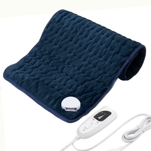 Letitwell Electric Heating Pads,Heated Pad for Back Pain Muscle Pain Relieve,6 Heat Level Settings-Auto Shut Off,Machine Washable (Dark Blue, 24"X12")