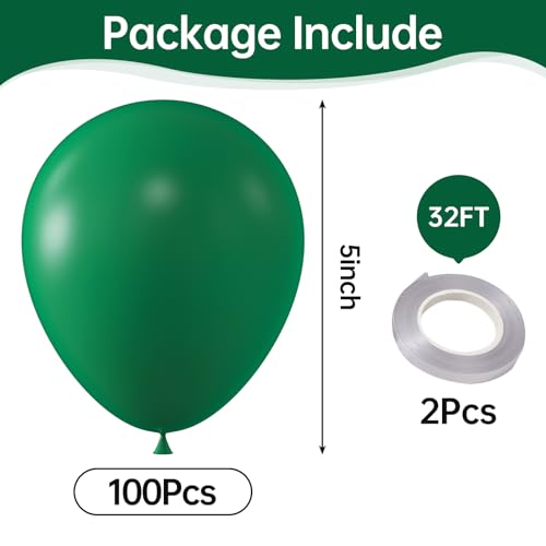 Image of Dark Green Balloons,100 Pcs 5 Inch Mini Matte Latex Balloons for Balloon Garland Arch, Birthday Decoration, Wedding Party, Baby Shower Decorations