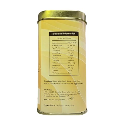 Image of Madbero Choco Millet Nutri Mix 225g (Pack of 2) | Ragi, Cocoa, Cashew, Almond, Walnut, Pistachio, Cardamom & Jaggery | No Refined Sugar or Preservatives | Chocolate Ready-to-Mix Blend