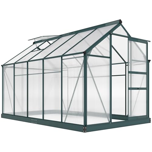 Outsunny 6'x10' Polycarbonate Greenhouse with Vent and Gutter