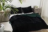 Madhu International Dark Green Velvet Duvet Cover - Made of Premium Rayon Velvet - Full Size Duvet a