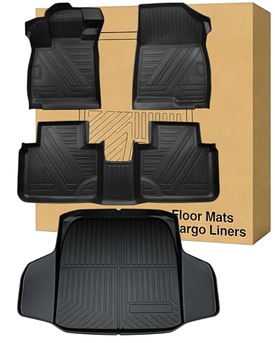 Floor Mats Cargo Liners Compatible with 2018-2022 Honda AccordAll Weather Waterproof Durable Anti-Slip Odorless Custom-fit Front Rear 2 Rows Back Trunk Tray Full Set Carpet Protection Liner