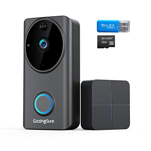 GazingSure Security Video Doorbell, 1080P FHD Alexa WiFi Wireless Home Security Camera
