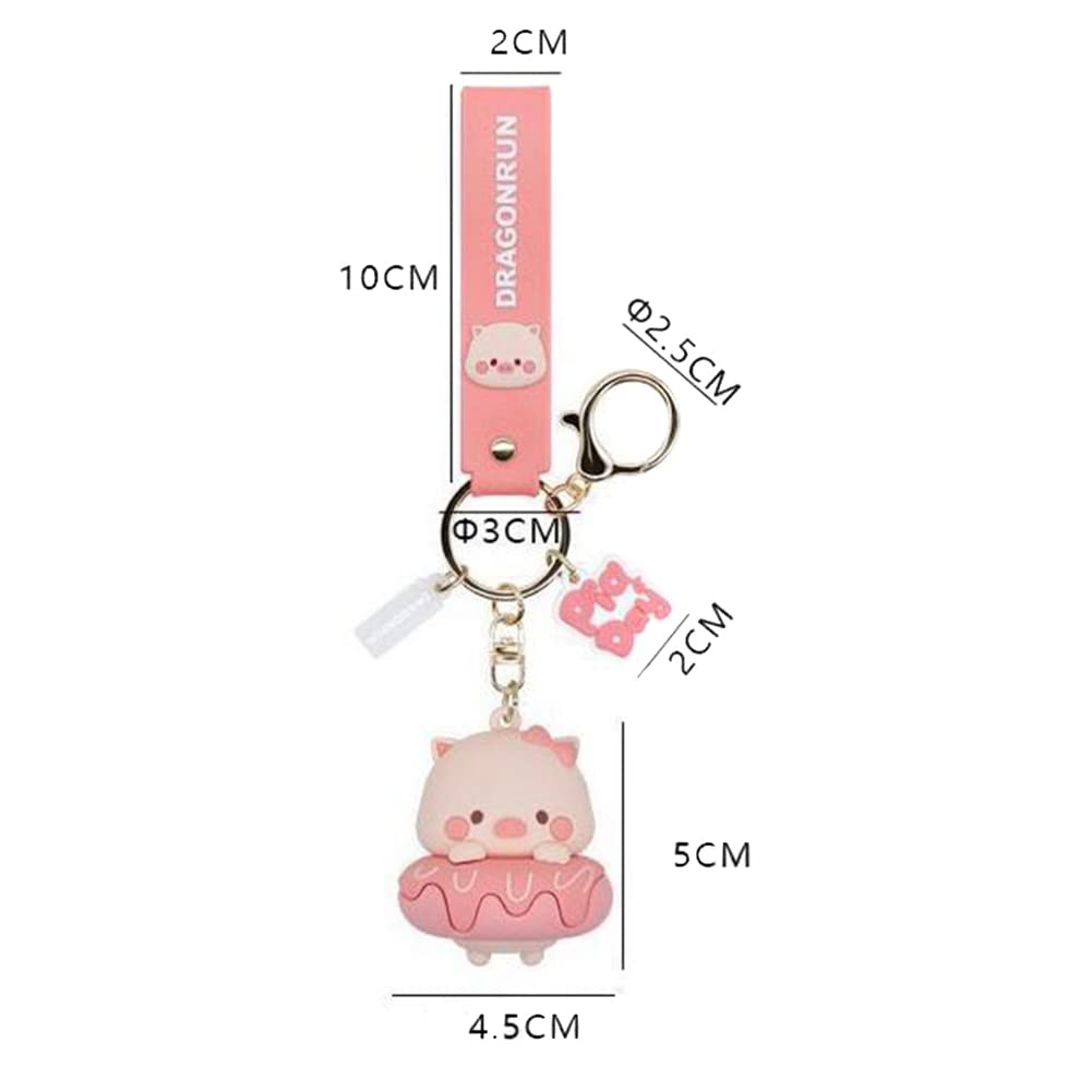 EUBUY Cute Kawaii Pig Keychain Accessories, Cute Cartoon Pig Keychain Charm 3D Animal Keyring Car Key Purse Bag Handbag Backpack Charm Decoration for Women Girls