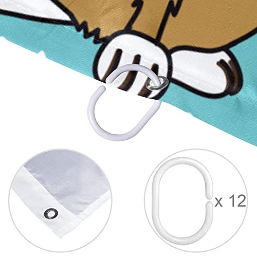 Rideau de douche imperméable chat vert pour baignoire familiale - 5