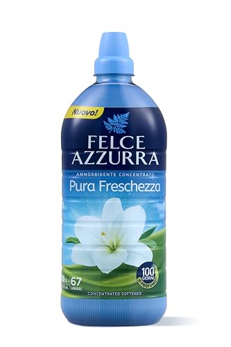 Felce Azzurra - Ammorbidente Lavatrice Pura Freschezza Concentrato 100 Giorni di Profumo, Bucato Morbido con Oli Essenziali Naturali, 1x1340 ml (67 Lavaggi) Dermatologicamente Testato 100% Riciclabile