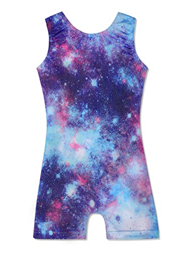 Leotards For Girls Gymnastics 4T 5T Toddler Kid Gymnastic Biketard Athletic Dance Wear Shiny Rainbow Blue Galaxy (Cosmos Blue, 4-5T) #TOP25