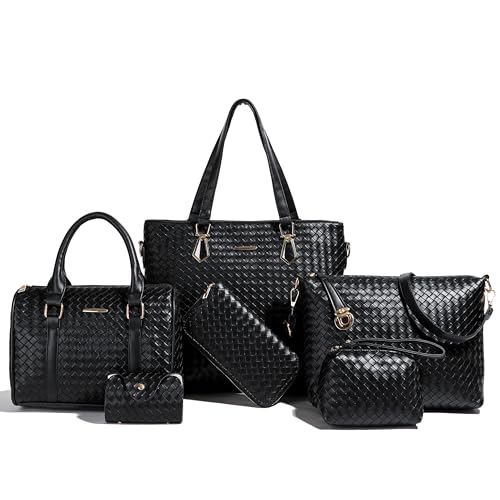Image of OTMIPIML Purses and Handbags for Women Synthetic Leather Tote Crossbody Bags Satchel Purses Set 6pcs | Set