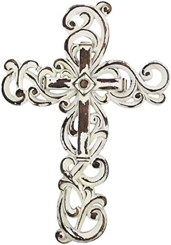 Miniatura 2 de Comfy Hour Faith and Hope Collection - Cruz clásica para colgar en la pared blanca, decoración de pared hueca en capas, paquete de 2