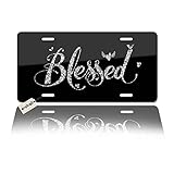Heavy Duty License Plate Cover,Aluminum Noverlty License Plate Decorative Car Front, Metal License Plate,Vanity Tag ,Decorative Signs 6X12 Inch - Blessed