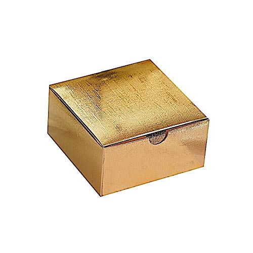 BalsaCircle 100 4 x 4 x 2 Gold Cake Wedding Favors Boxes with Tuck Top for Wedding Party Birthday Candy Gifts Decorations Supplies