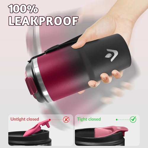 HoneyHolly Thermobecher 600 ml, Wiederverwendbar, Edelstahl Kaffeebecher-to-go Thermo, Auslaufsicher, Doppelwandiger Trinkbecher, Isolierbecher, Travel Mug für Heißen Kaffee, Tee und Kalte Getränke 4