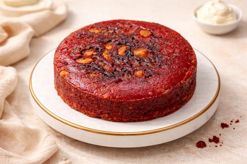 Image of MOM'S BAKERY Red Velvet Cake 250g | Eggless | Vegan, Soft & Moist Tea Cake | Made with Premium T45 Flour | Fresh Home Baked | No Egg, Vegetarian | Freshly Baked Bakery Style Dessert | Perfect for Tea Time & Snacking | Rich Red Colour