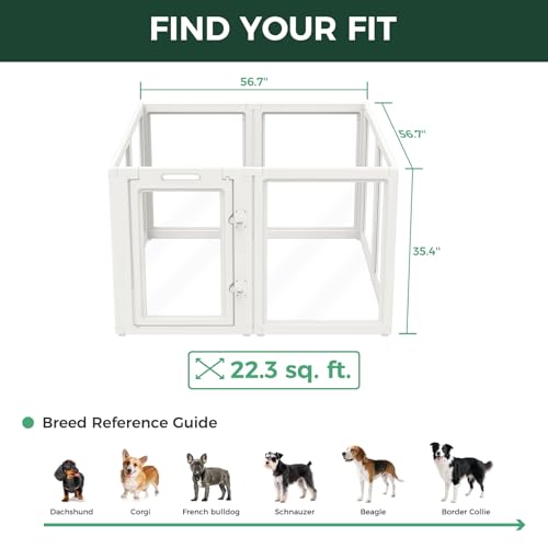 Image of FXW AuraSpace Acrylic Indoor Dog Playpen for Medium Dogs, 35 Inch, 8 Panels, White