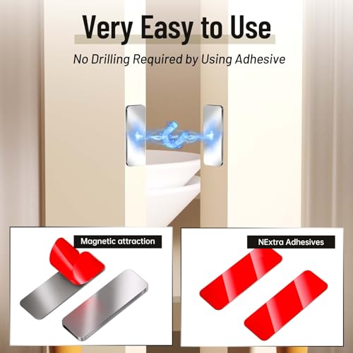 Image of 8 Pack Magnetic Cabinet Door Catch, Ultra Thin Cabinet Door Magnets, Adhesive Drawer Magnets to Stay Closed, Stainless Steel Cabinet Latch Easy Install