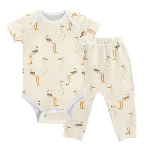 vvfelixl Unisex Short Sleeve Baby Pants Sets,Cartoon Cute Ostrich Baby Bodysuits Set,Babys Layette Sets Clothes for 18-24M