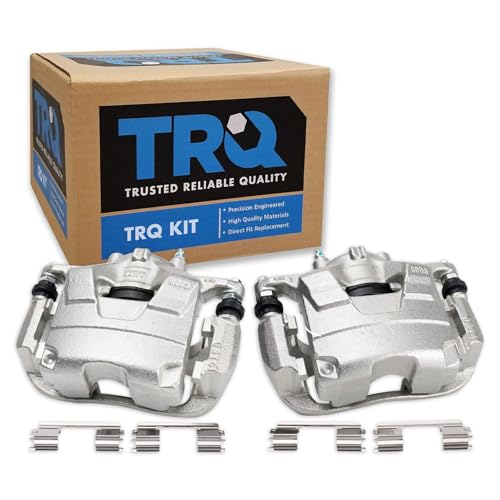 Image of TRQ Front Driver and Passenger Side Brake Caliper Set Caliper Brackets Hardware Compatible with 13-17 Buick Encore 12-17 Verano 14-15 Chevrolet Cruze L4 2.0L Diesel 15-17 Trax 11-15 Volt