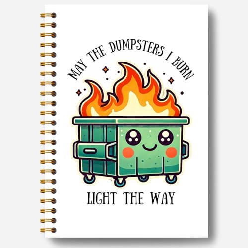 Guymn Dumpster Fire Gifts Notebook, Dumpster Fire Desk Accessories, Funny Notebook Journal for Coworkers, Funny Office Supplies, Sarcastic Office Hardcover Spiral Notebooks 5.5x8.3 Inch