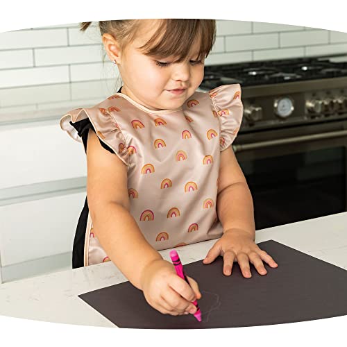 Image of Tiny Twinkle Mess Proof Baby Bib for Girls | Waterproof Toddler Bib for Eating | Baby Apron for Feeding | Machine Washable | Perfect Shower Gift (Boho Rainbow, 2-4Y)